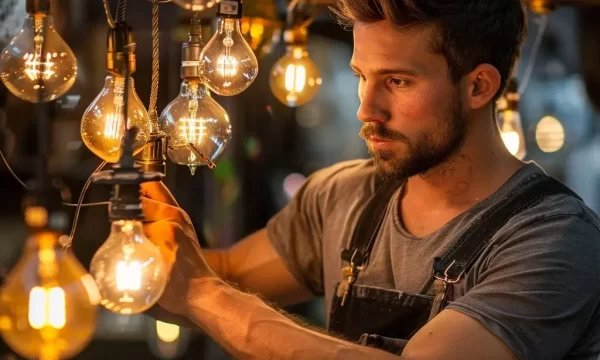 Der Elektriker von Lampenmontage Taufkirchen arbeitet